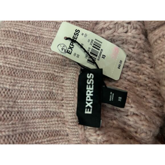 Express Off-the-Shoulder Chunky Knit Sweater Blush Pink XS NWT cozycore - Picture 4 of 4